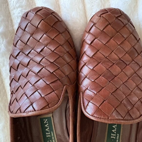 Cole Haan Brown Leather Woven Loafers Slip On Women’s Sz 5 1/2 B - Picture 3 of 6